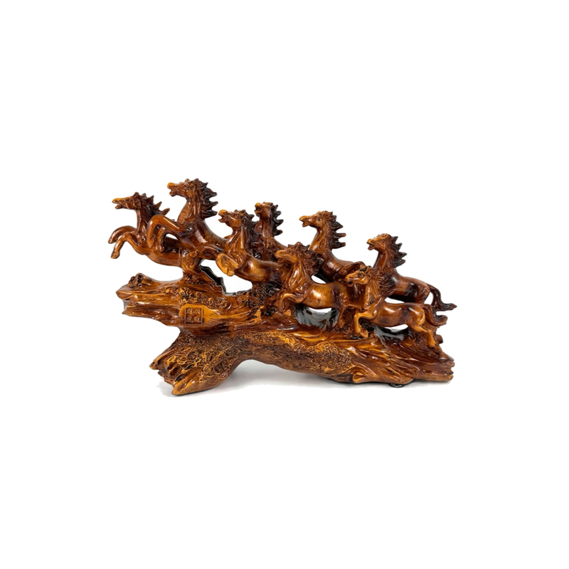 Eight Running Horses Showpiece – Brown — isolated product photograph
