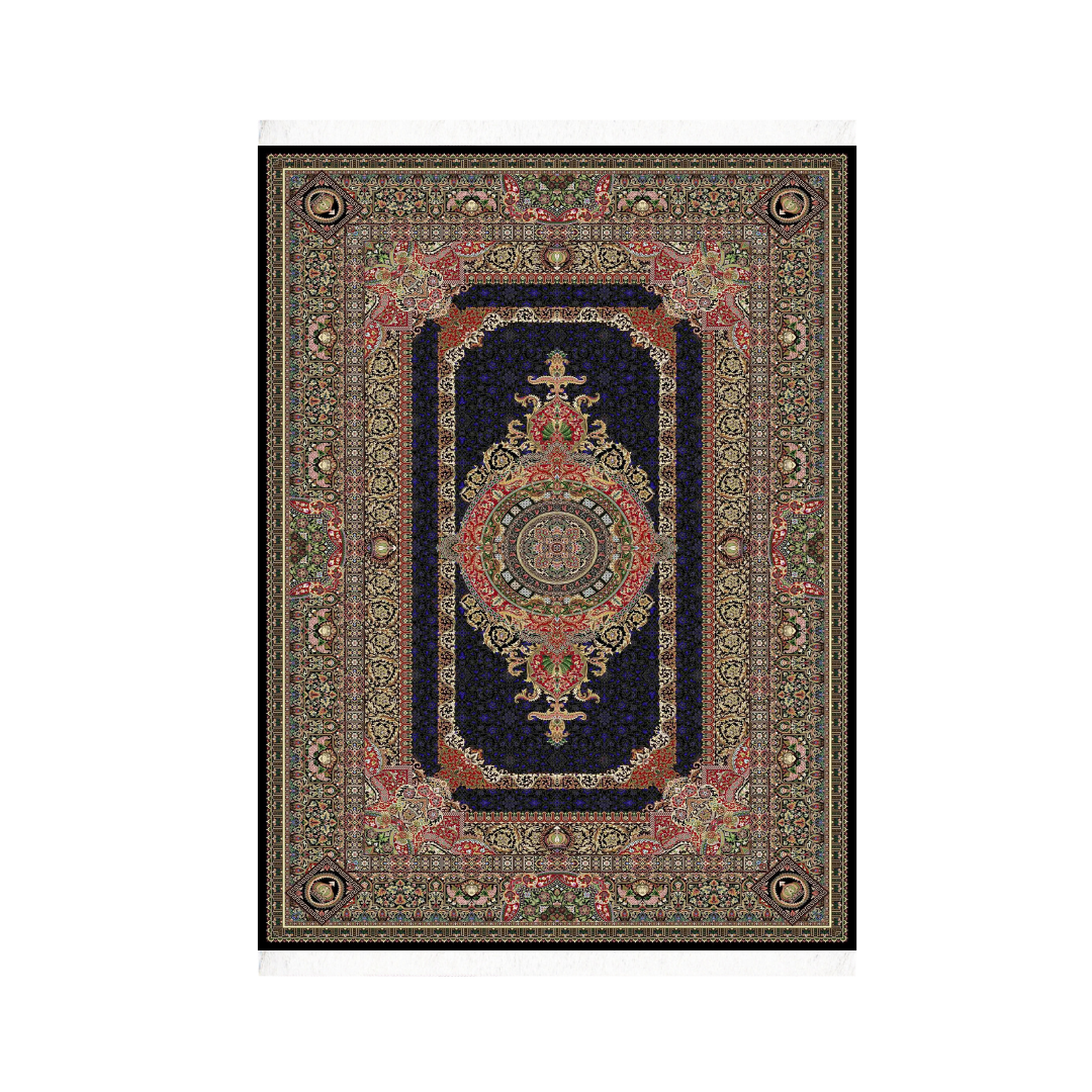 Imperial Crown machine-made Persian Silk rug in Navy Blue, 300 × 200 cm