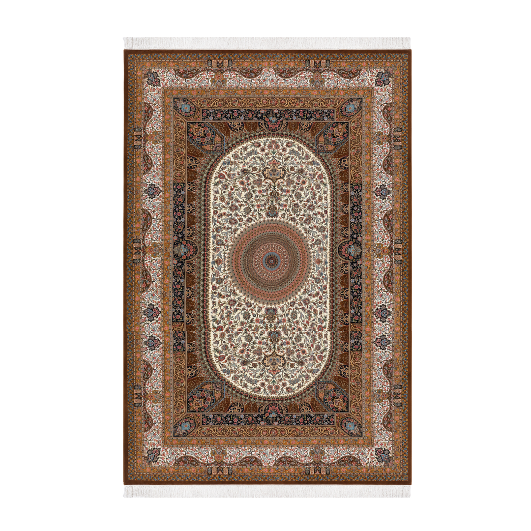 Silk Rhythm machine-made Persian Silk rug in Cream
