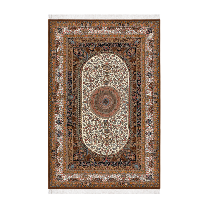 Silk Rhythm machine-made Persian Silk rug in Cream