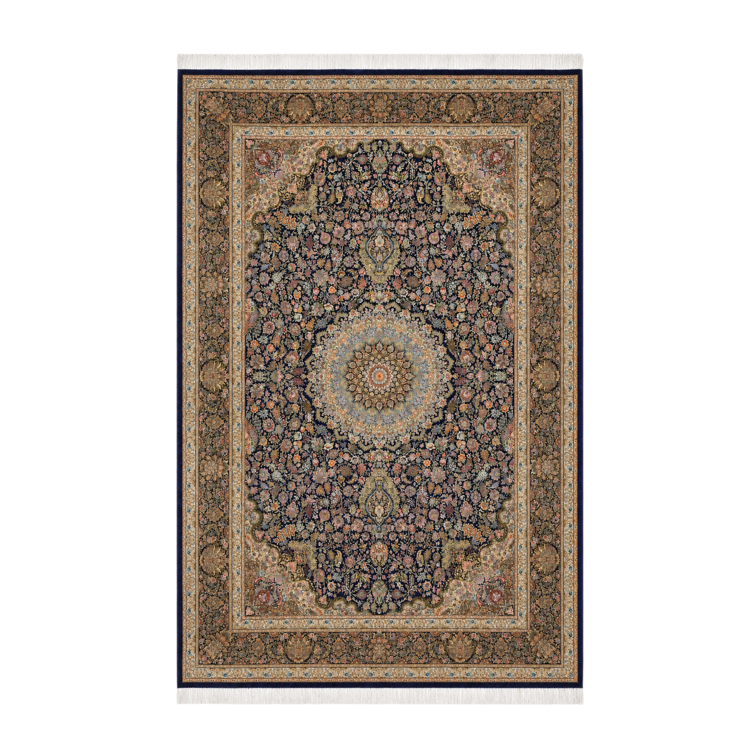 Royal Gazelle machine-made Persian Silk rug in Cobalt Blue, 300 × 200 cm