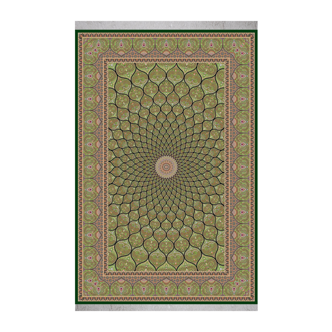Islamic machine-made Persian Silk rug in Almon Green, 120 × 80 cm