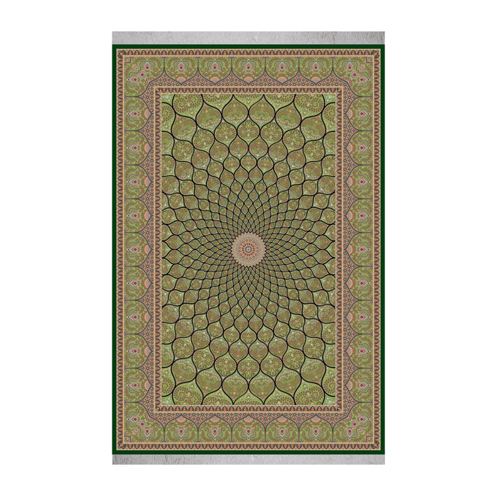 سجادة حرير فارسية مصنّعة آليًا Islamic، بلون Almon Green، 120 × 80 cm