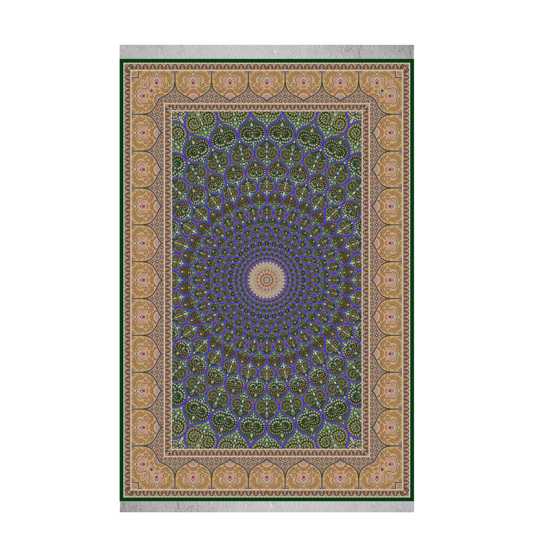 Islamic machine-made Persian Silk rug in Dark Green, 120 × 80 cm