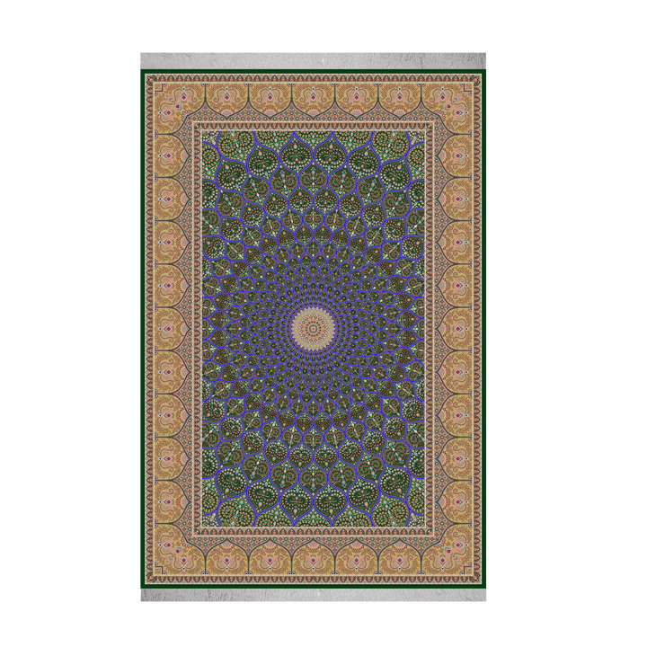 سجادة حرير فارسية مصنّعة آليًا Islamic، بلون أخضر داكن، 120 × 80 cm