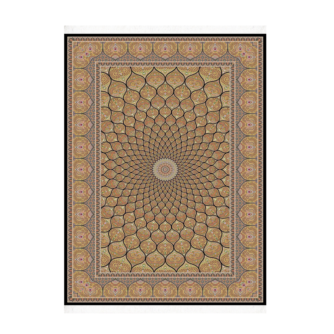 Islamic machine-made Persian Silk rug in Golden, 300 × 200 cm