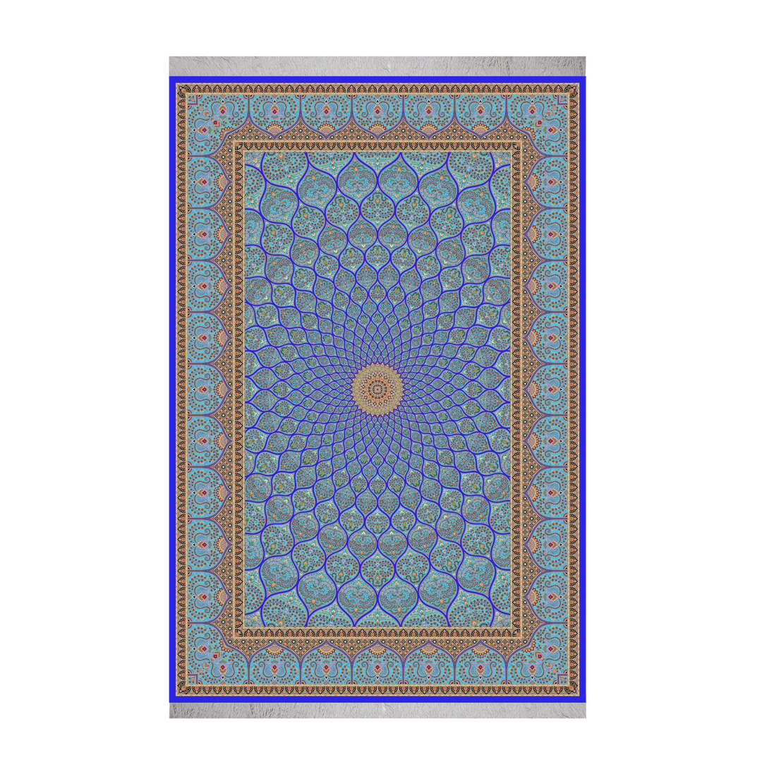 Islamic machine-made Persian Silk rug in Turquoise, 120 × 80 cm