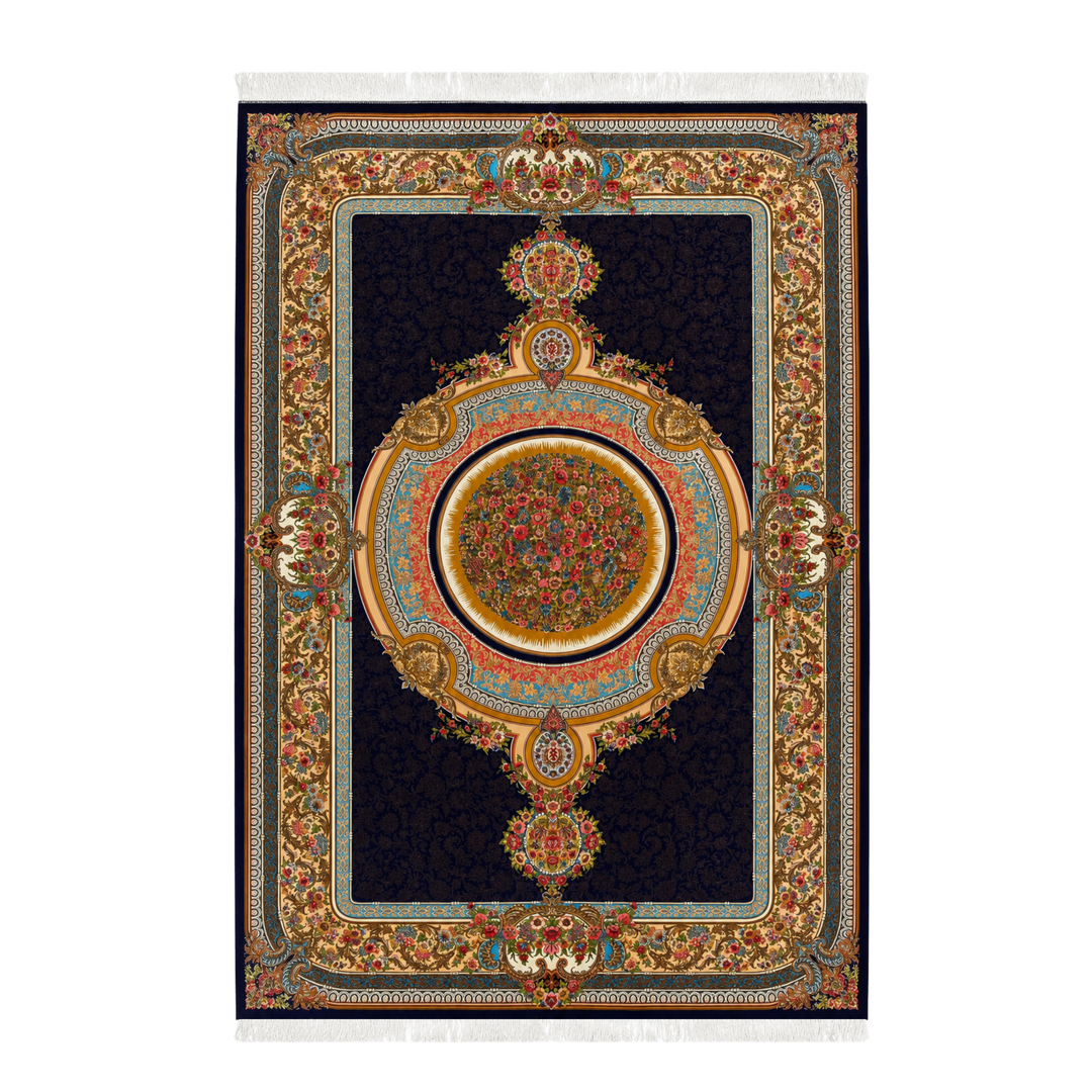 Velvet Petal machine-made Persian Silk rug in Cobalt Blue, 300 × 200 cm