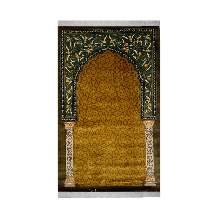سجادة حرير فارسية مصنّعة آليًا Silk Dew، بلون ذهبي، 120 × 80 cm