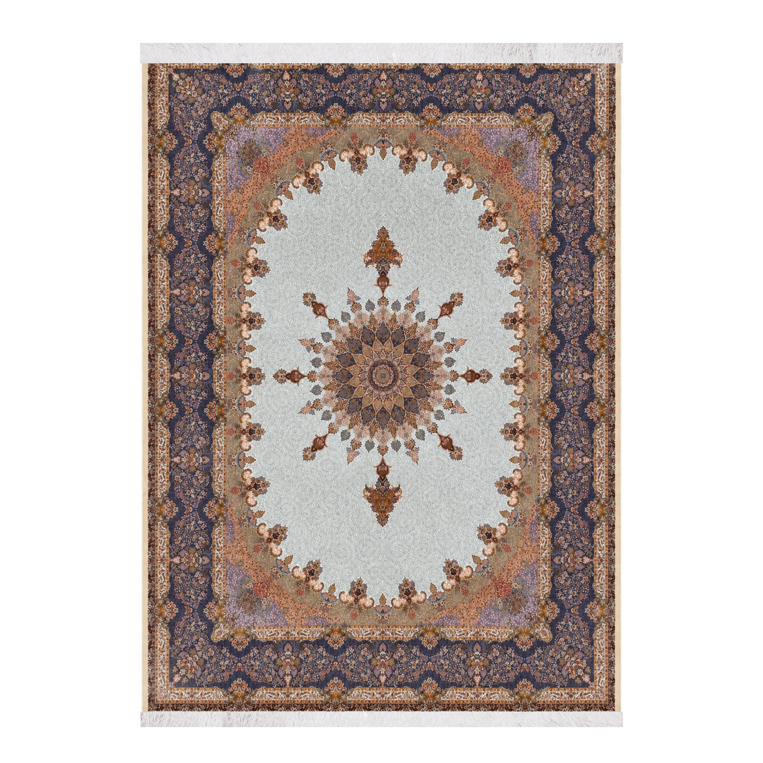 Petal Flow machine-made Persian Silk rug in Cream, 400 × 300 cm
