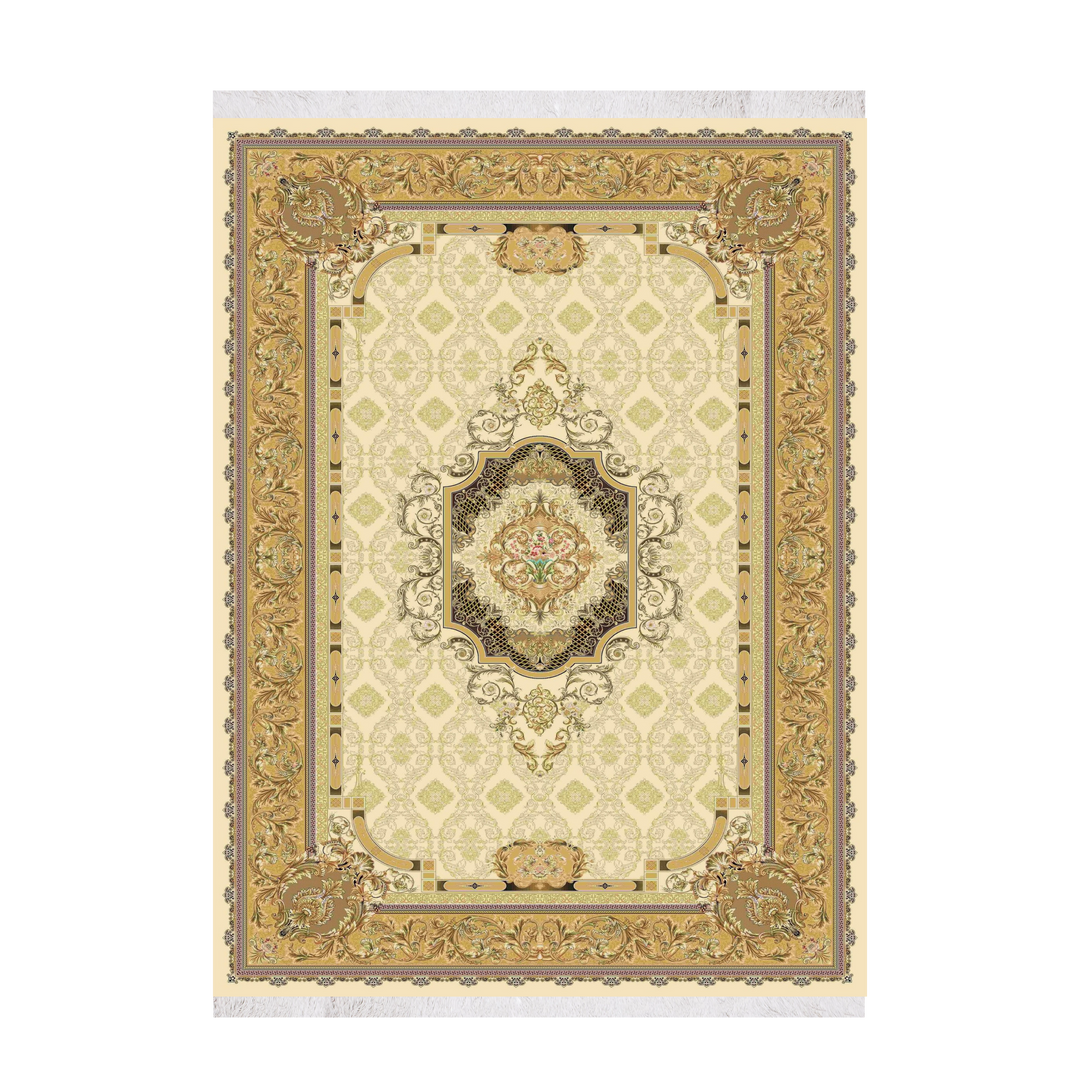 Nansi machine-made Persian Silk rug in Beige, 300 × 200 cm