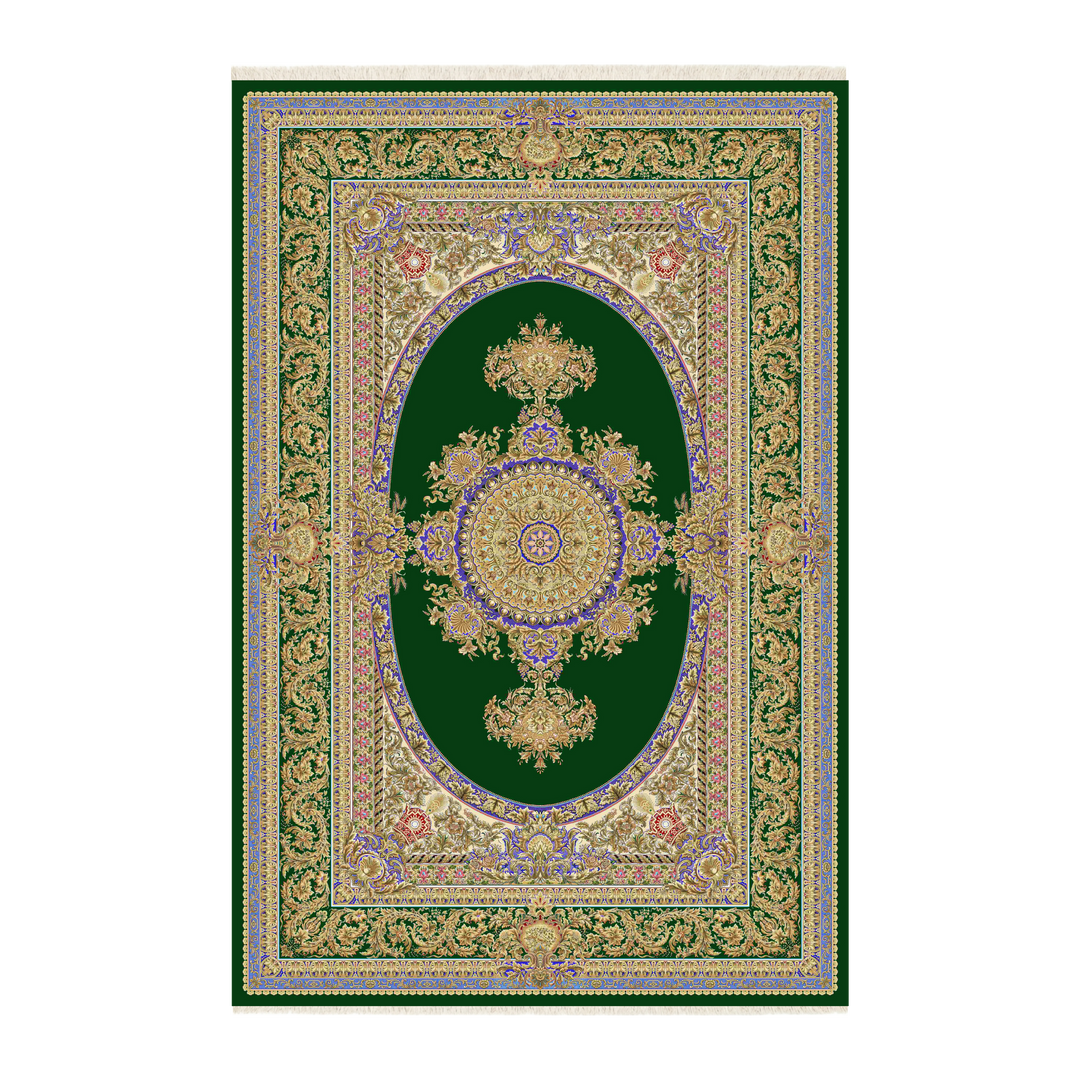 Silk Grace machine-made Persian Silk rug in Dark Green, 400 × 300 cm