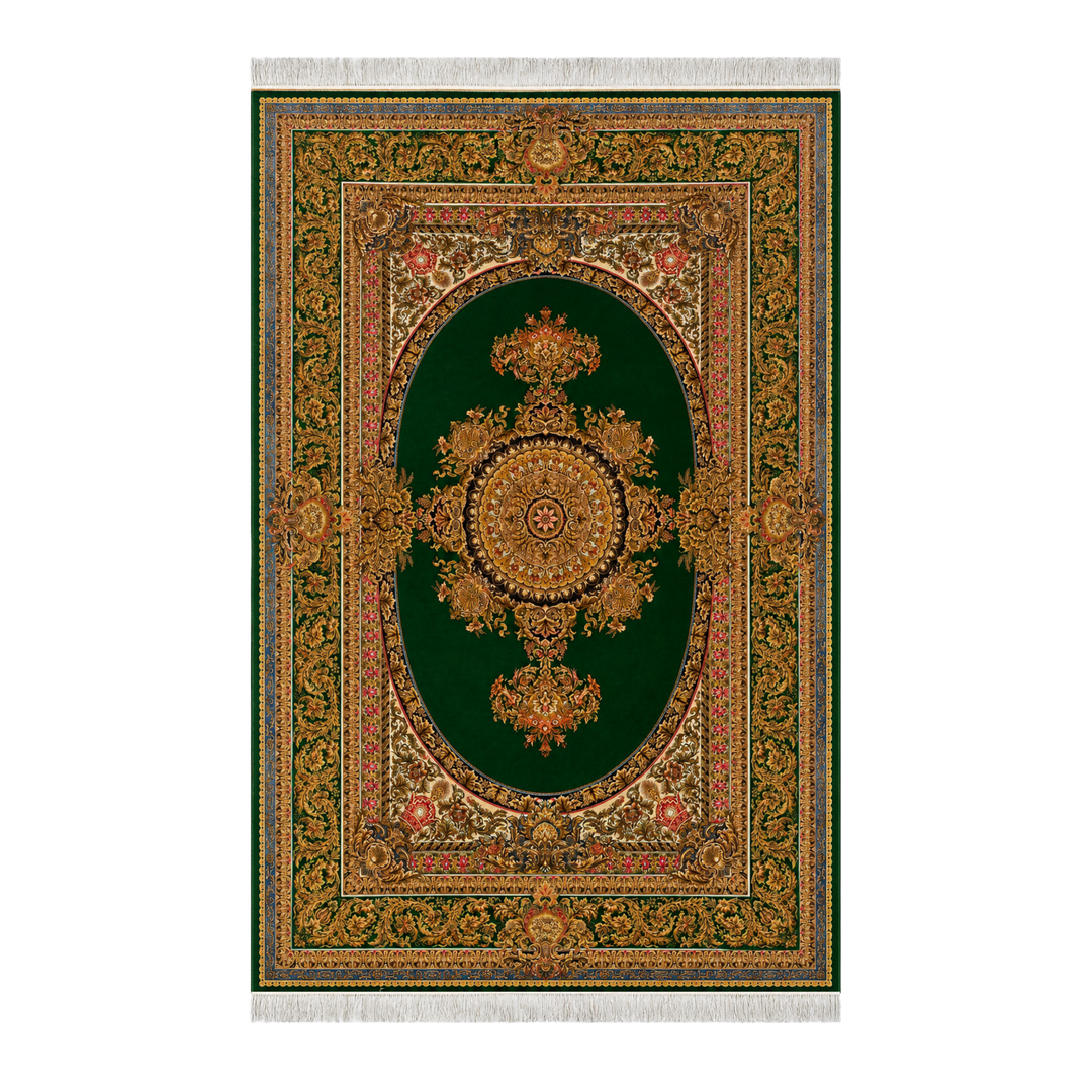 Silk Grace machine-made Persian Silk rug in Dark Green, 300 × 200 cm