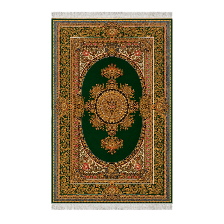 Silk Grace machine-made Persian Silk rug in Dark Green, 300 × 200 cm