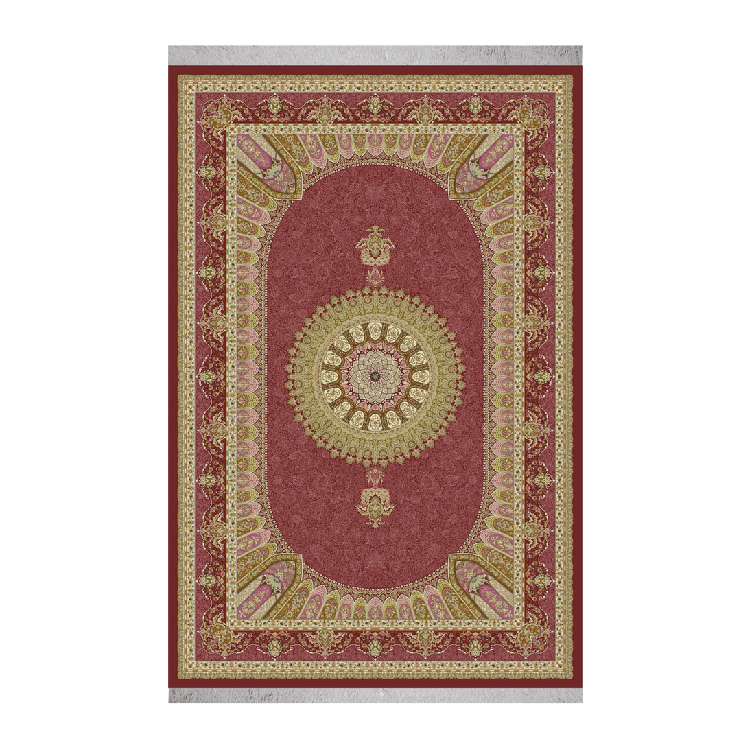 Eternal Path machine-made Persian Silk rug in Brick Red, 300 × 200 cm