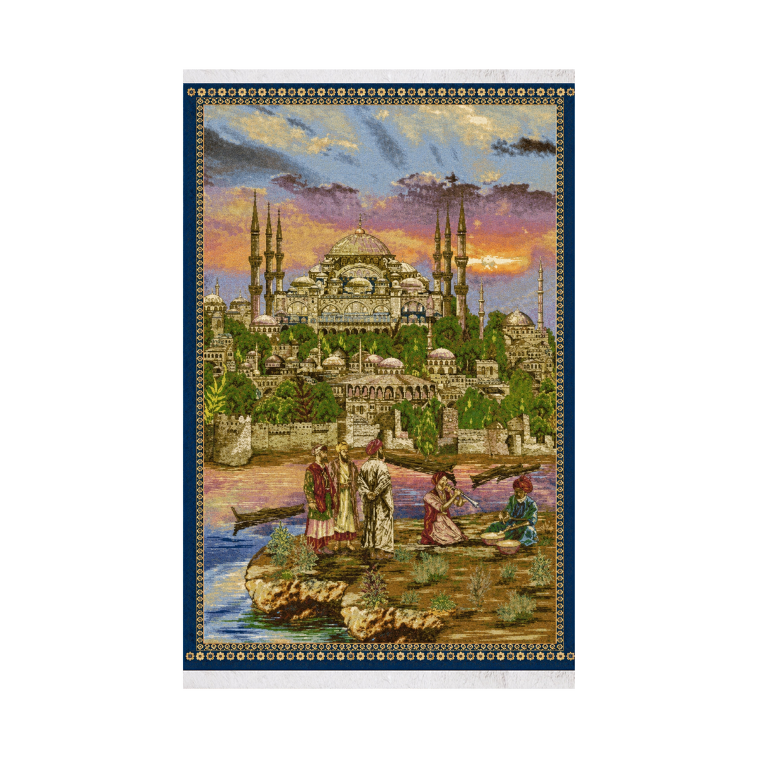 Imperial Dome machine-made Persian Silk rug in Dark Blue, 150 × 100 cm