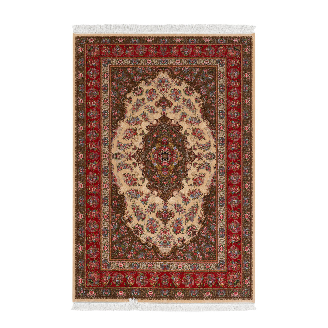 Spring Garden machine-made Persian Silk rug in Crimson, 300 × 200 cm