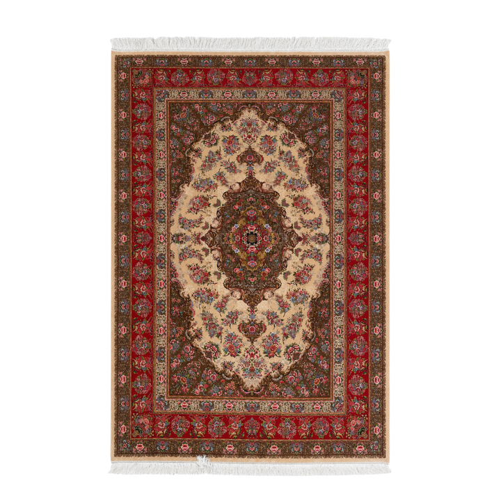 Spring Garden machine-made Persian Silk rug in Crimson, 300 × 200 cm