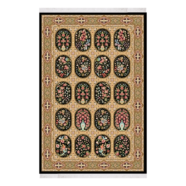 سجادة حرير فارسية مصنّعة آليًا Royal Texture، بلون أزرق كحلي، 225 × 150 cm