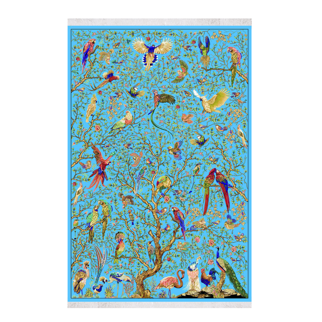 Caspian Legacy machine-made Persian Silk rug in Turquoise, 225 × 150 cm