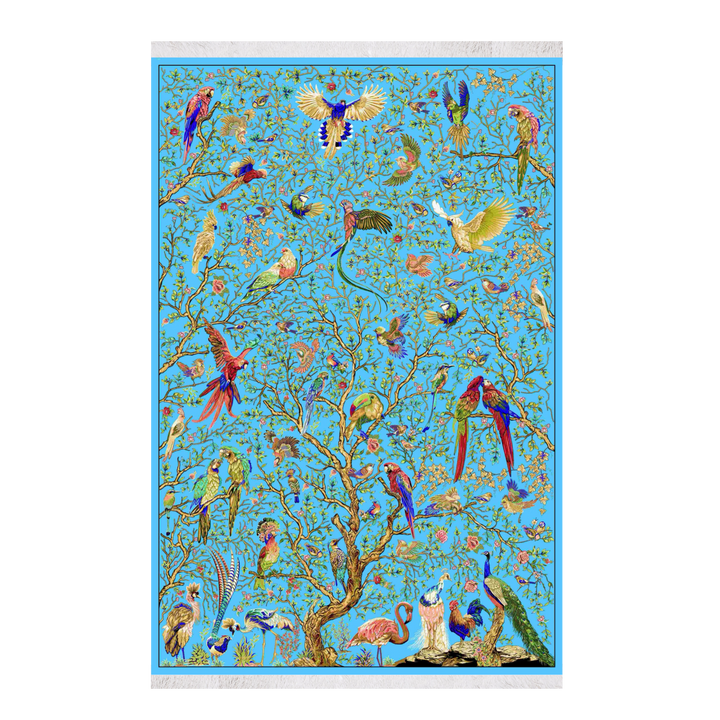 سجادة حرير فارسية مصنّعة آليًا Caspian Legacy، بلون فيروزي، 225 × 150 cm