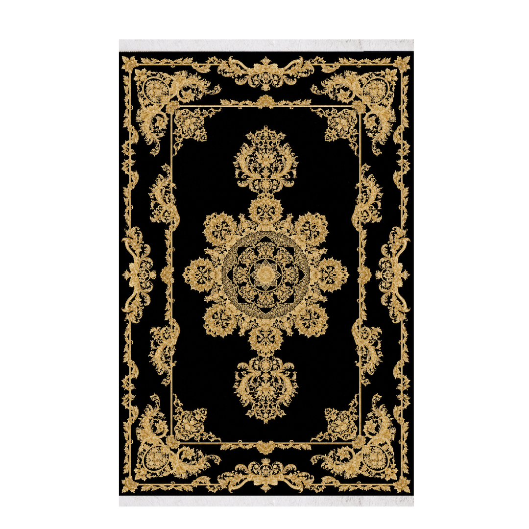Pearl Motion machine-made Persian Silk rug in Navy Blue, 300 × 200 cm