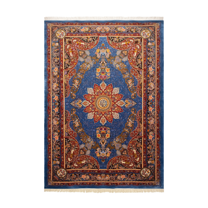 Poetic Verse machine-made Persian Silk rug in Dark Blue, 300 × 200 cm