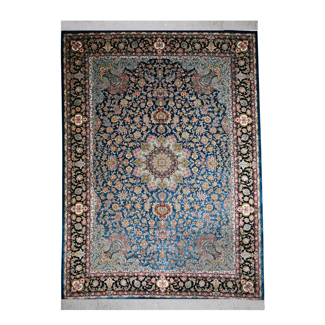 Timeless Mark machine-made Persian Silk rug in Navy Blue, 350 × 250 cm