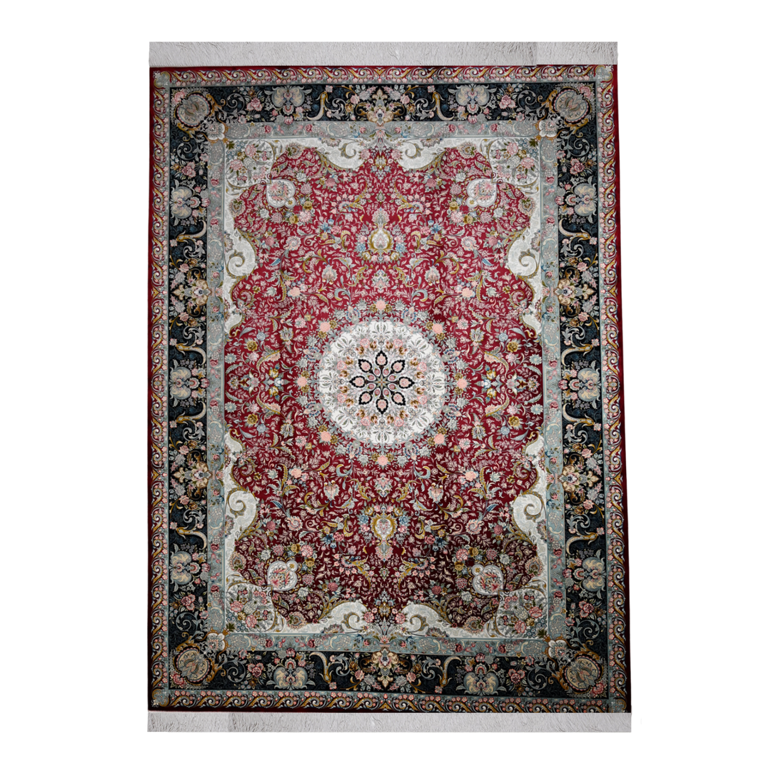 Northern Light machine-made Persian Silk rug in Crimson, 350 × 250 cm