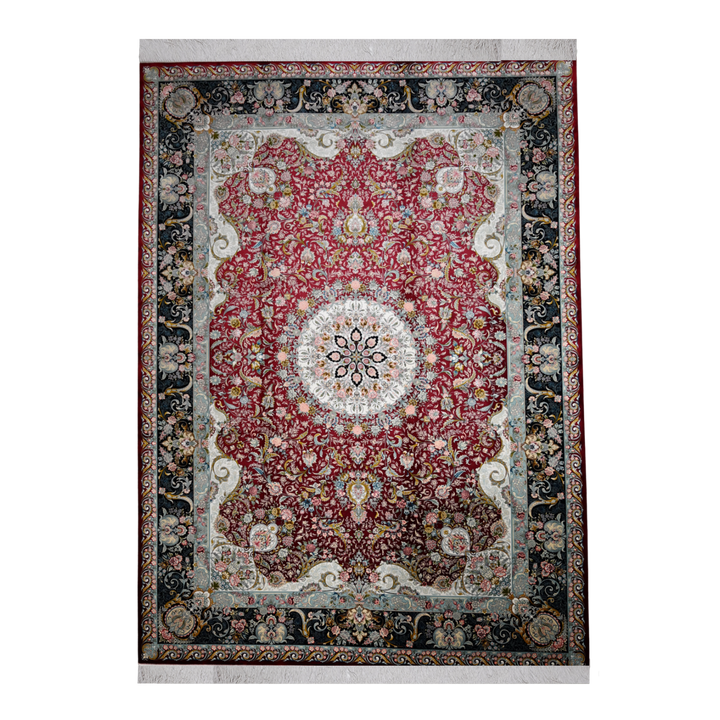 Northern Light machine-made Persian Silk rug in Crimson, 350 × 250 cm
