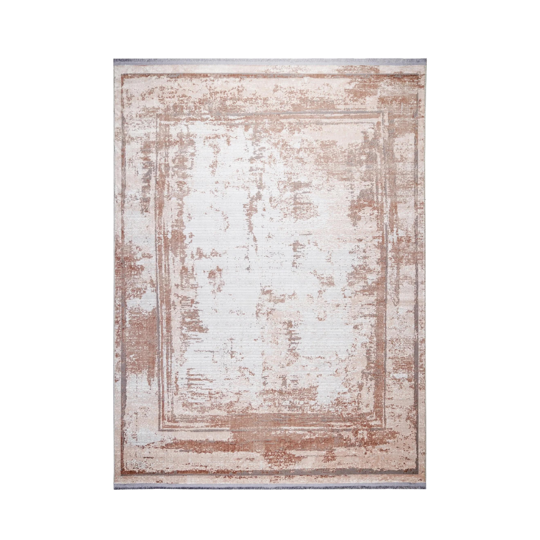 Linear Grid modern machine-made carpet in Nescafe, 300 × 200 cm
