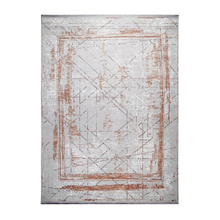 سجادة عصرية مصنّعة آليًا Grid Motif، بلون قهوة، 300 × 200 cm