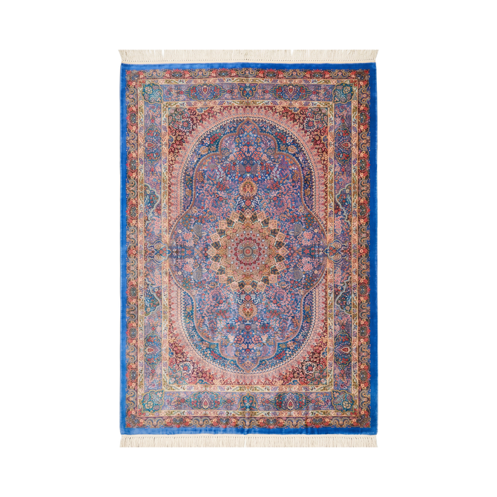 سجادة فارسية حريرية مصنوعة يدويًا Prayer، بلون أزرق فاتح، 344 × 248 cm
