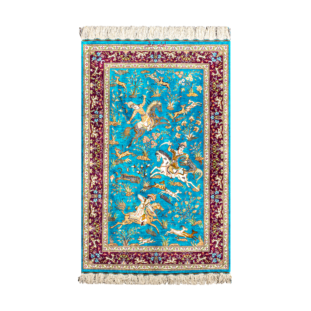 Hunting Persian handmade rug