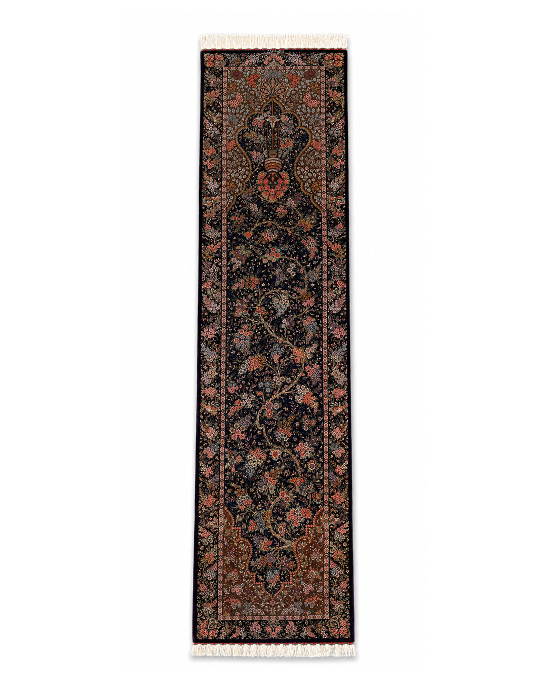 Life Tree Persian handmade silk rug in Purple, 297 × 70 cm