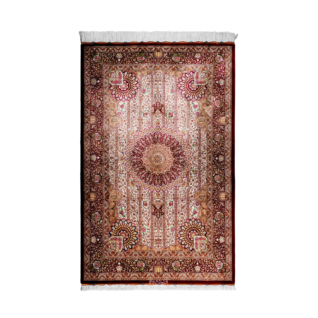 Hand Made Rug Striped panel with medallion