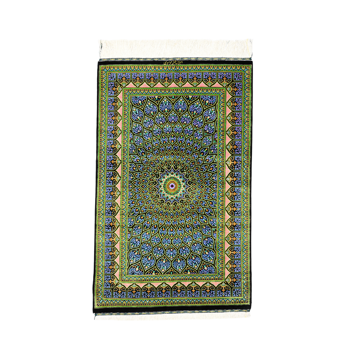 Islamic Persian handmade silk rug in Black, 125 × 78 cm