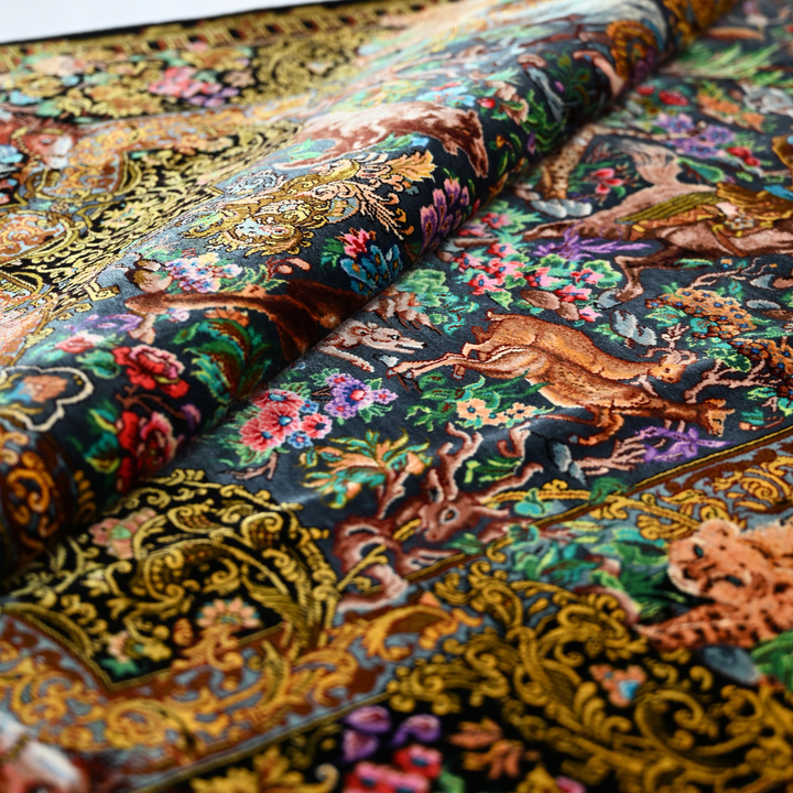Hunting Persian handmade rug