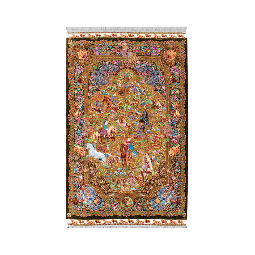 Hunting Persian handmade rug
