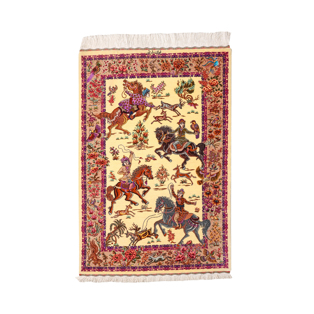 Hunting Persian handmade rug