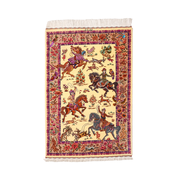 Hunting Persian handmade rug