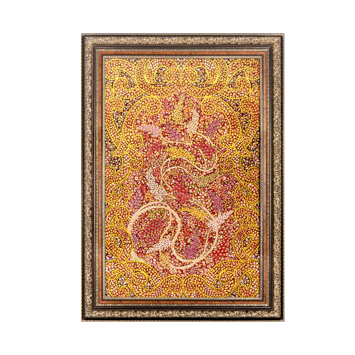 Life Tree Persian handmade silk rug in Dark Brown, 117 × 79 cm