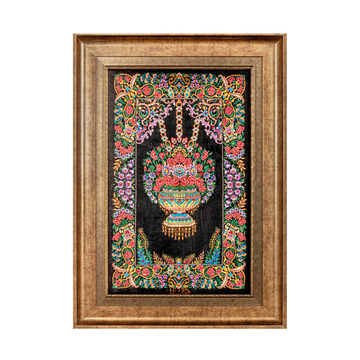 Hand Made Rug Vase of flowers