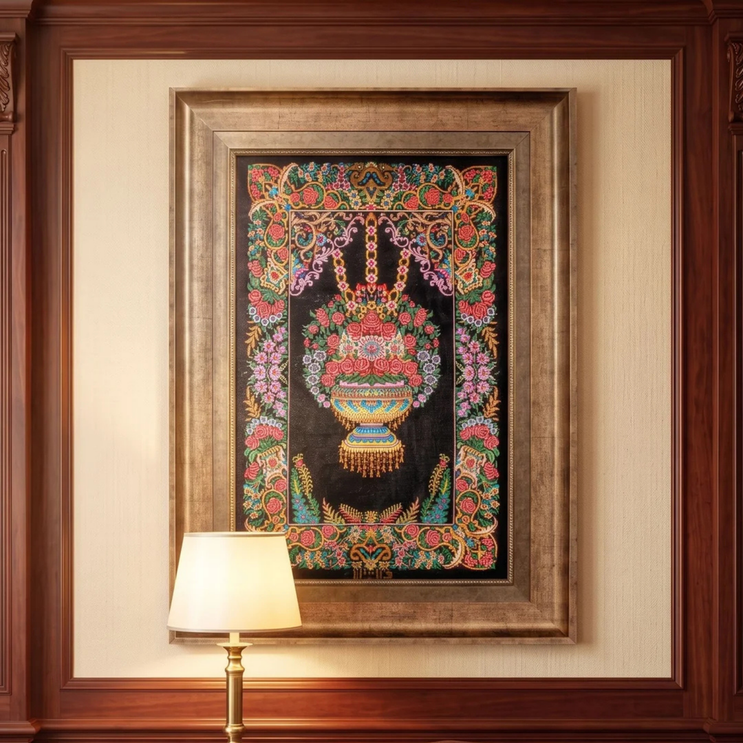 Hand Made Rug Vase of flowers