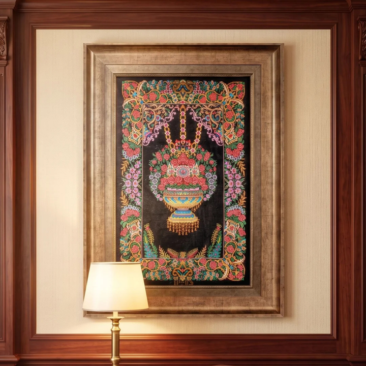 Hand Made Rug Vase of flowers