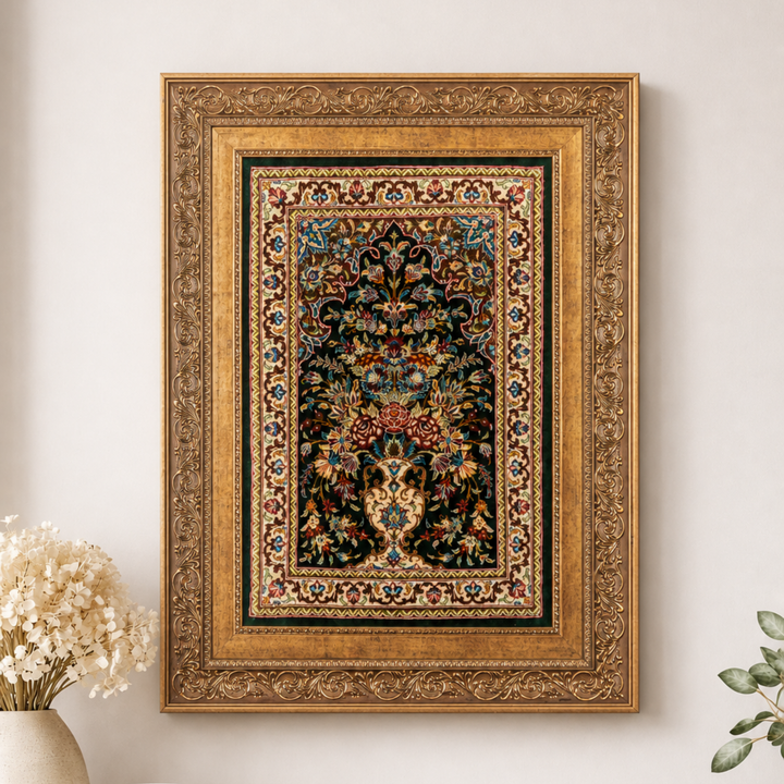 Hand Made Rug Vase of flowers