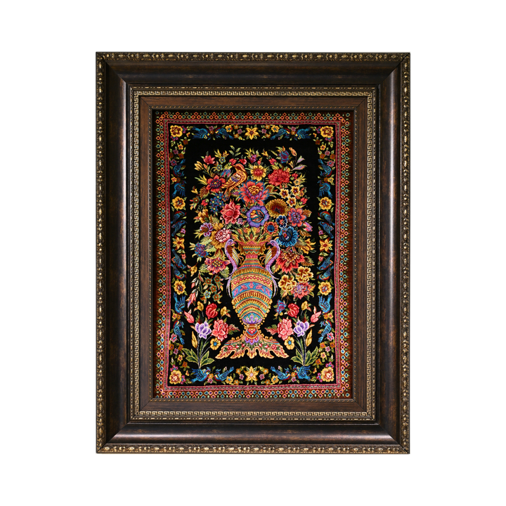 Hand Made Rug Vase of flowers