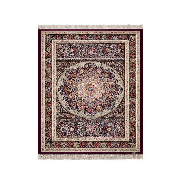 Персидский шёлковый ковёр ручной работы Floral Central Medallion, цвет: фиолетовый, 323 × 242 cm