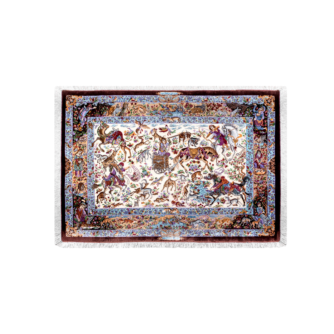 Hunting Persian handmade rug