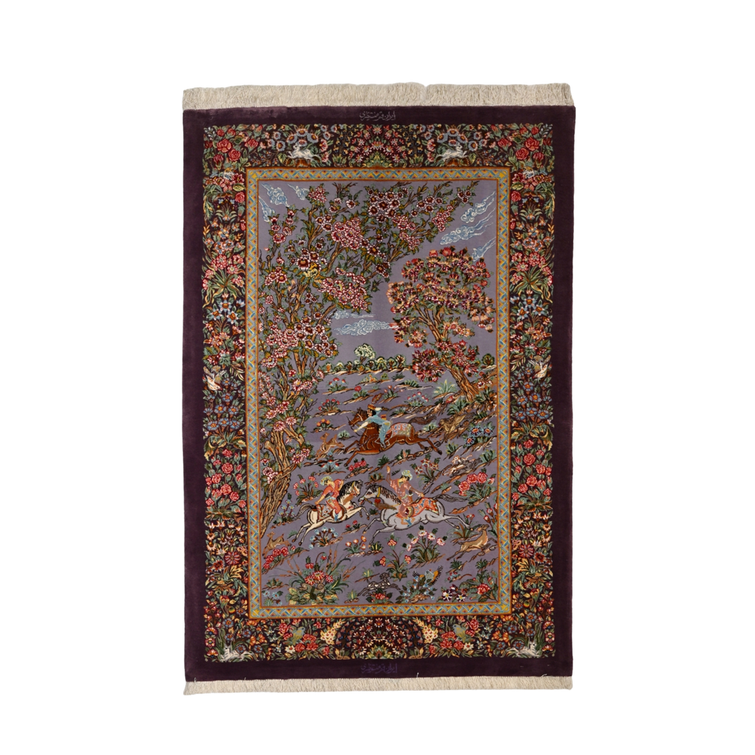 Hunting Persian handmade rug